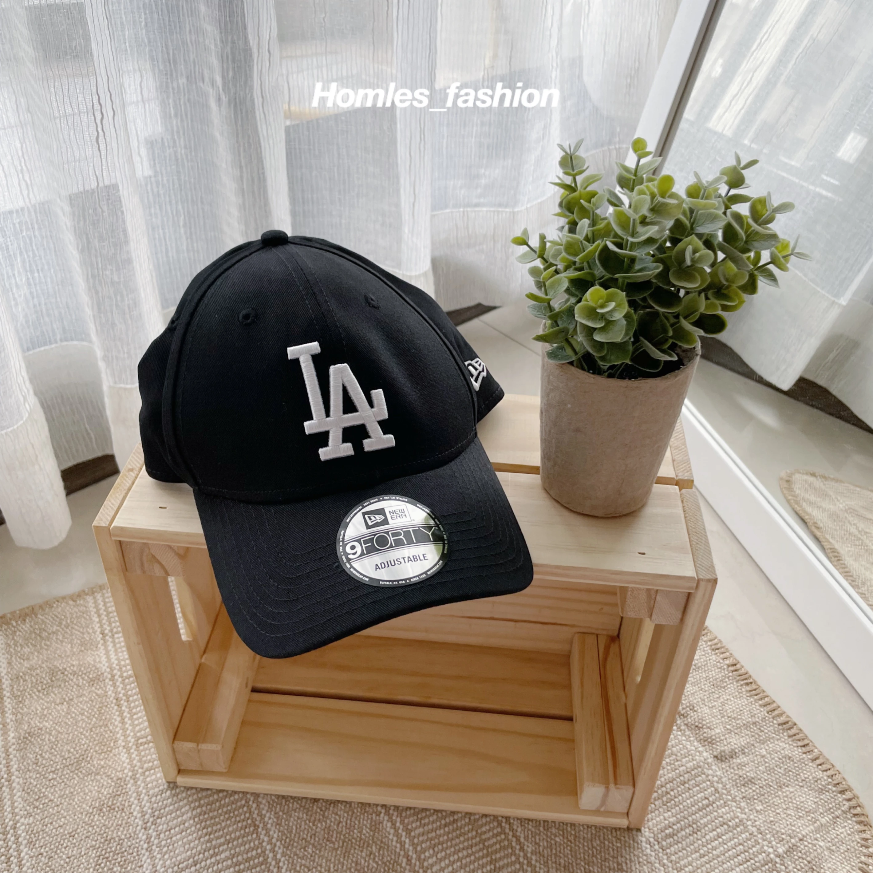 [Holmes]NEW ERA 9 FORTY LA 刺繡 黑 白 老帽