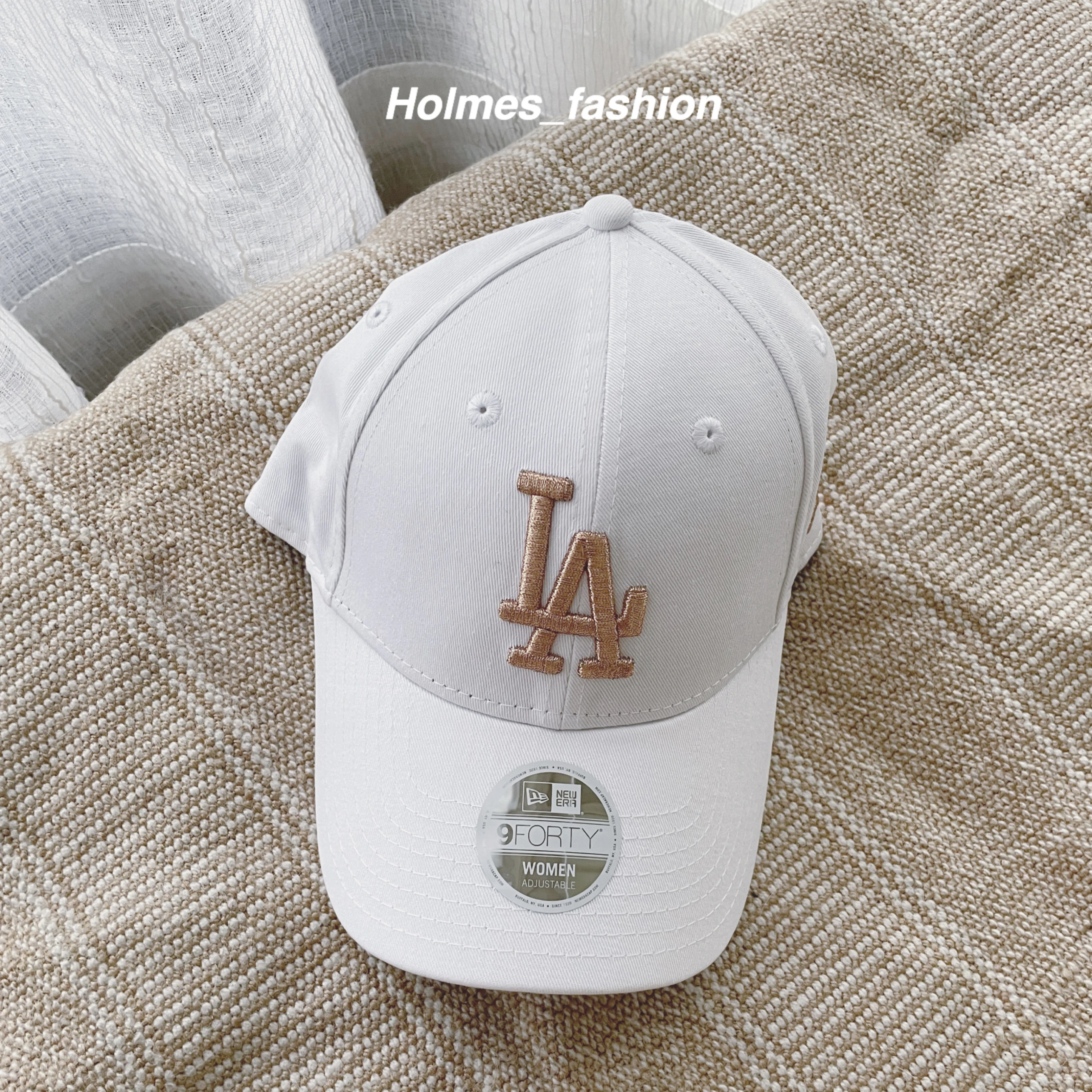 [Holmes]NEW ERA 9 FORTY LA 刺繡 白 玫瑰金 老帽