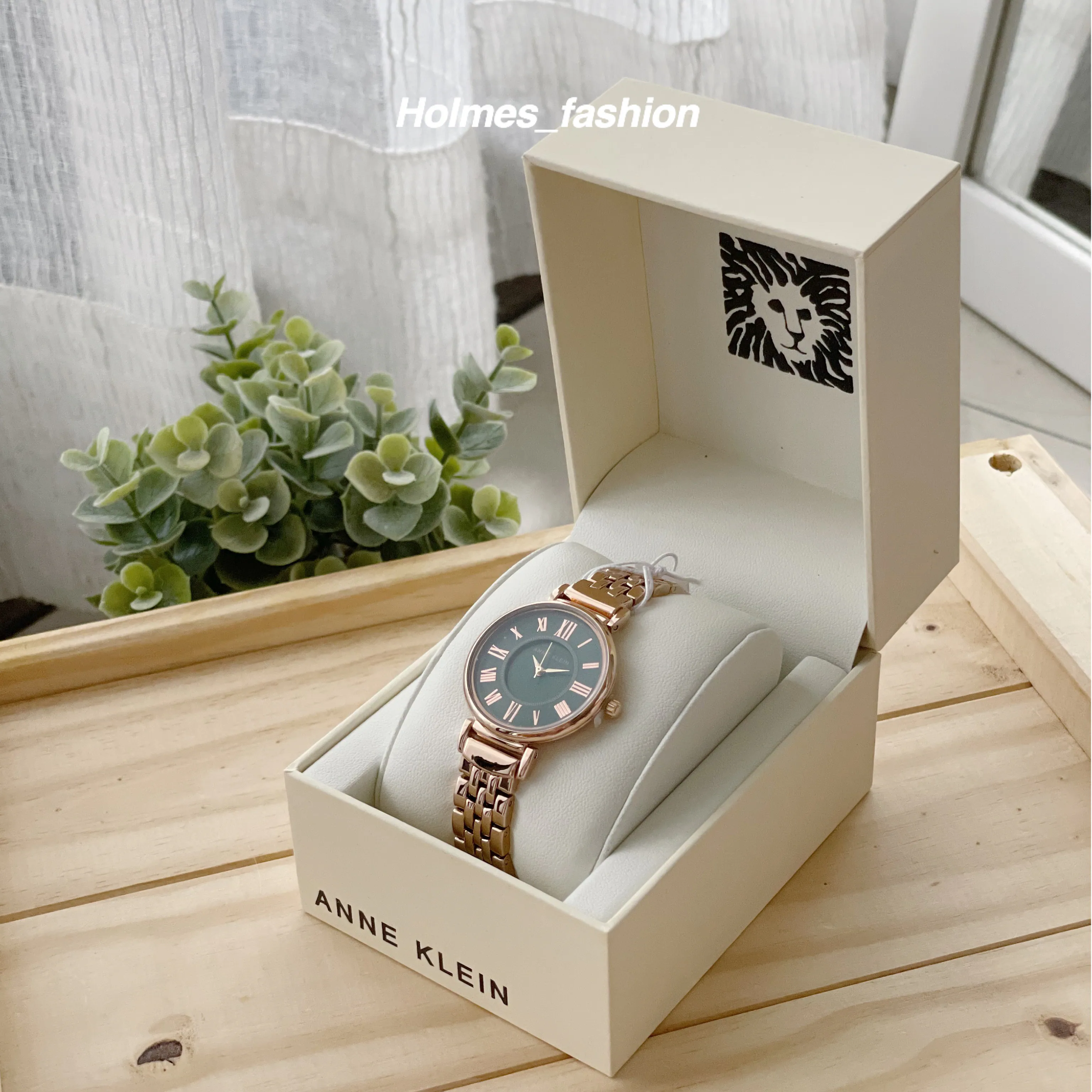 [Holmes]Anne Klein 祖母綠 玫瑰金 羅馬錶 30mm