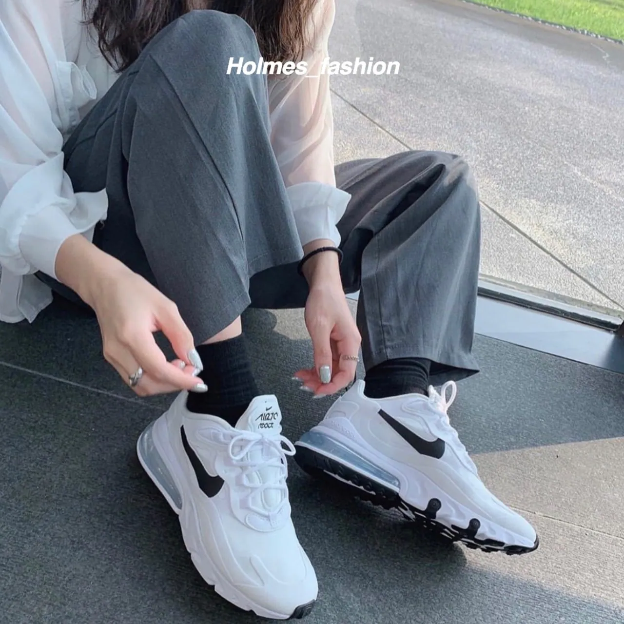 [Holmes]NIKE AIR MAX 270 REACT 白黑 棉花糖 CL3899-101