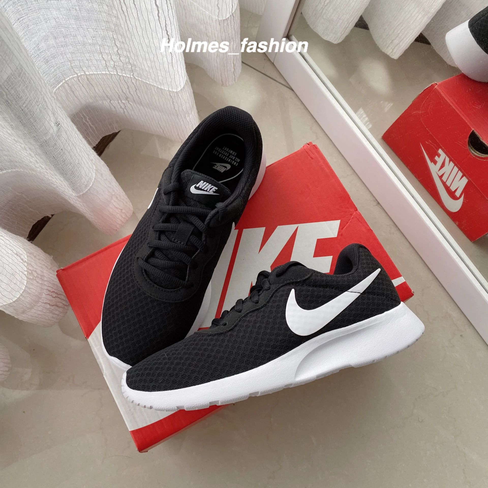 [Holmes]NIKE TANJUN 透氣 網布  運動鞋 跑鞋 黑白 812655-011