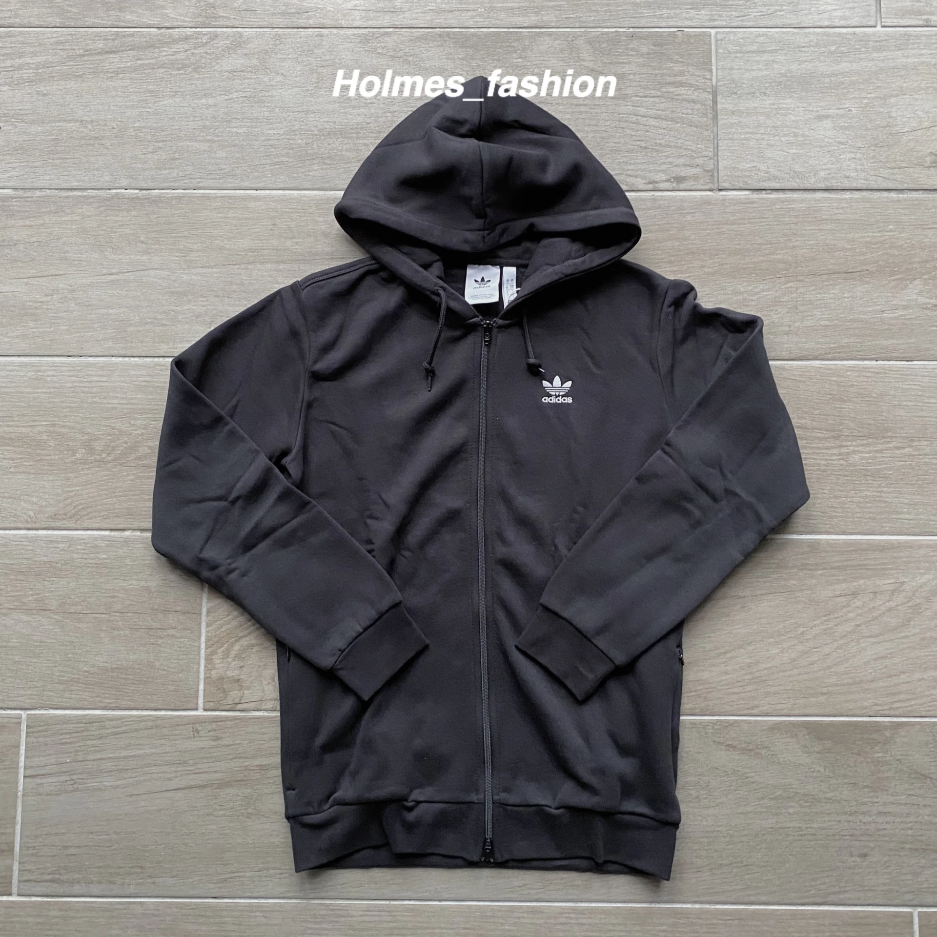 [Holmes]ADIDAS ORIGINALS Trefoil Fleece Hoodie 三葉草 刺繡 外套 連帽外套 黑色 DN6016
