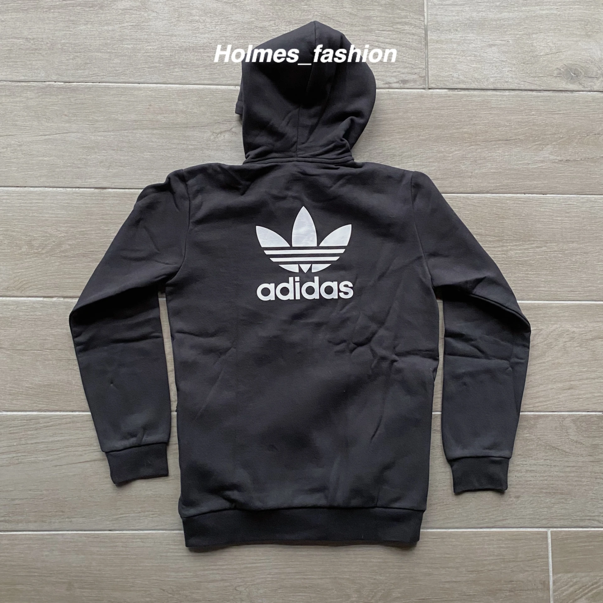[Holmes]ADIDAS ORIGINALS Trefoil Fleece Hoodie 三葉草 刺繡 外套 連帽外套 黑色 DN6016