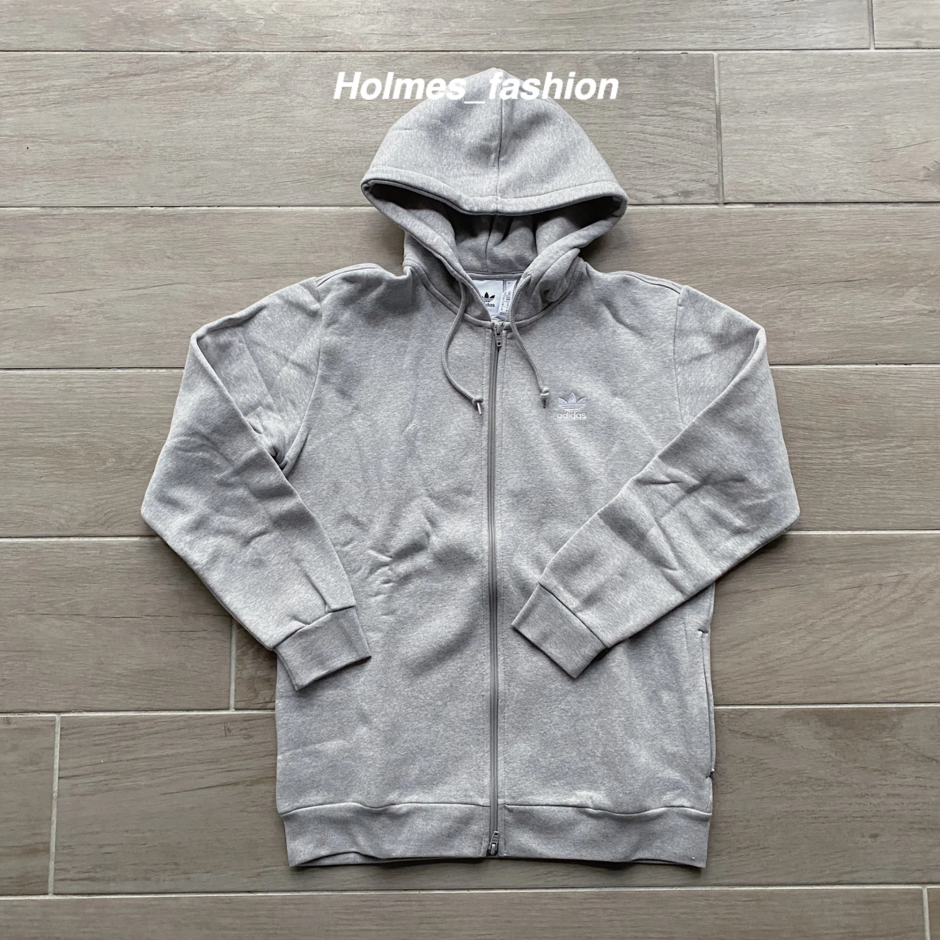 [Holmes]ADIDAS ORIGINALS Trefoil Fleece Hoodie 三葉草 刺繡 外套 連帽外套 灰色 DN6015