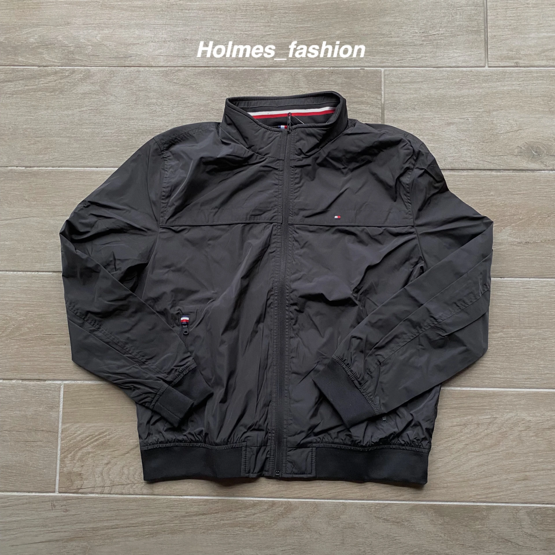 [Holmes]TOMMY HILFIGER 男版 立領 風衣外套 黑色