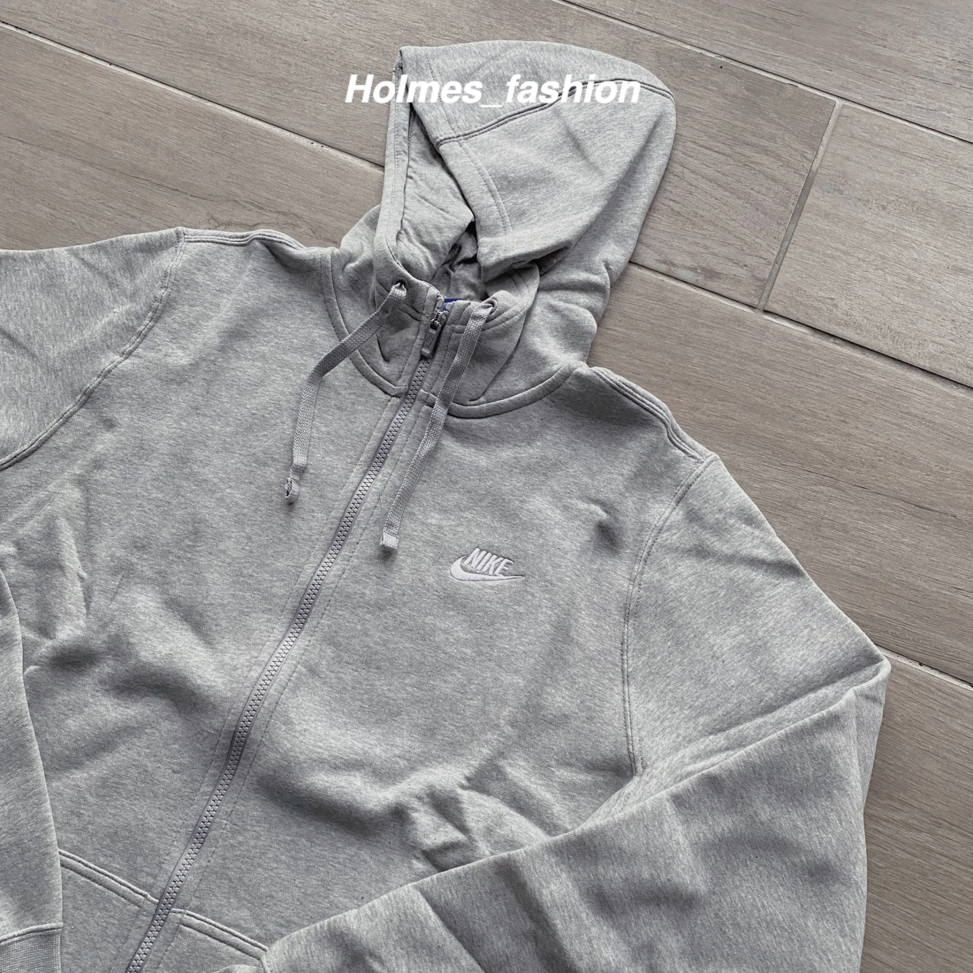 [Holmes]NIKE Zip Up Club Hoodie in Navy 804389-063 灰色 棉質 連帽外套 刺繡小LOGO