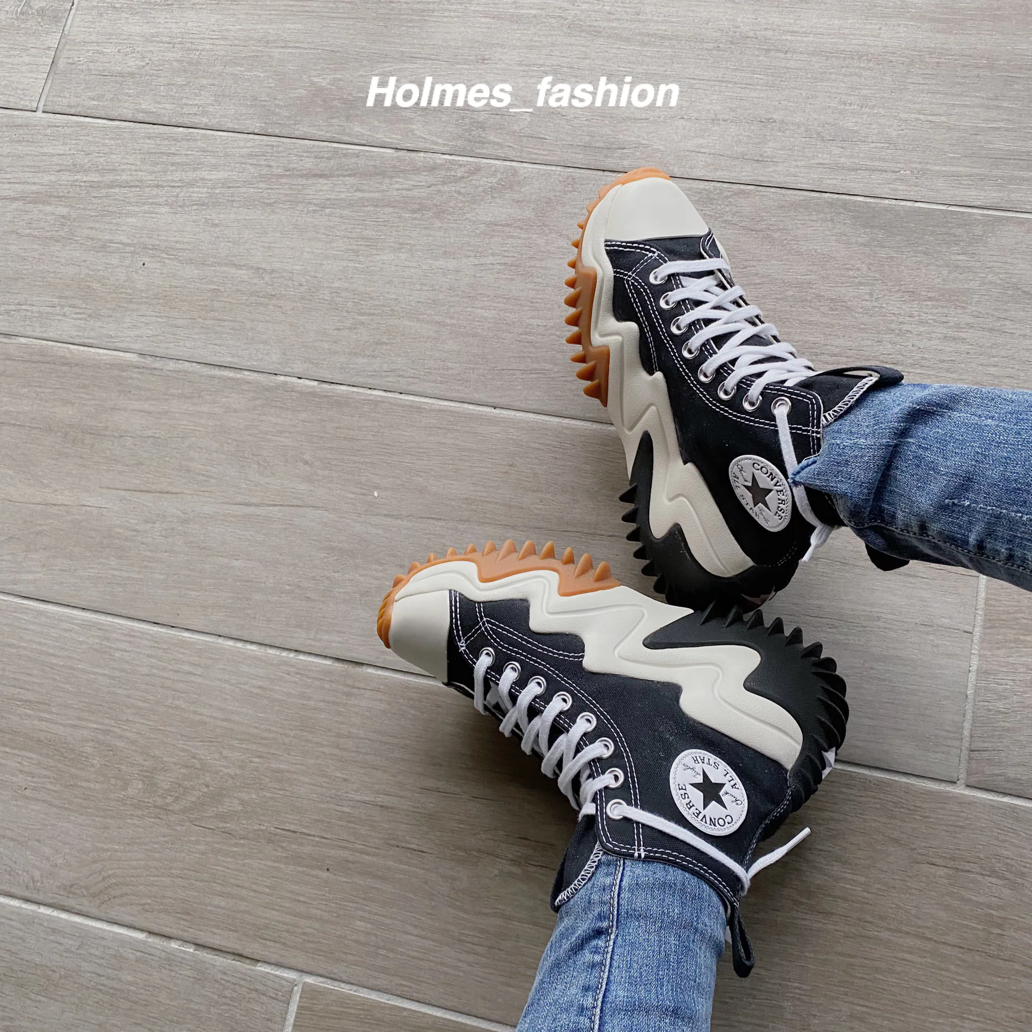 [Holmes]CONVERSE RUN STAR MOTION 黑白 高筒 厚底增高 帆布鞋 171545C