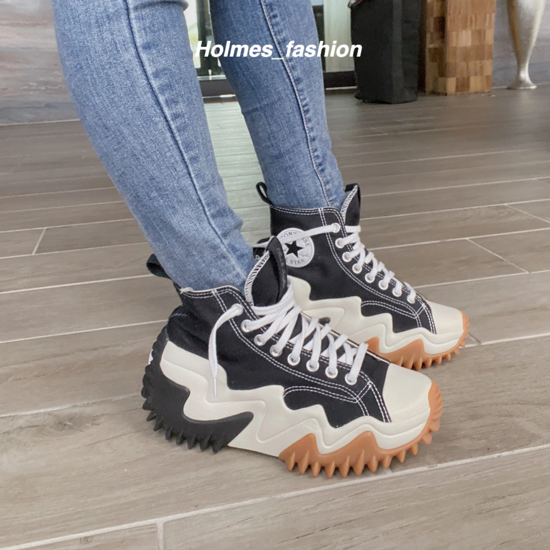 [Holmes]CONVERSE RUN STAR MOTION 黑白 高筒 厚底增高 帆布鞋 171545C