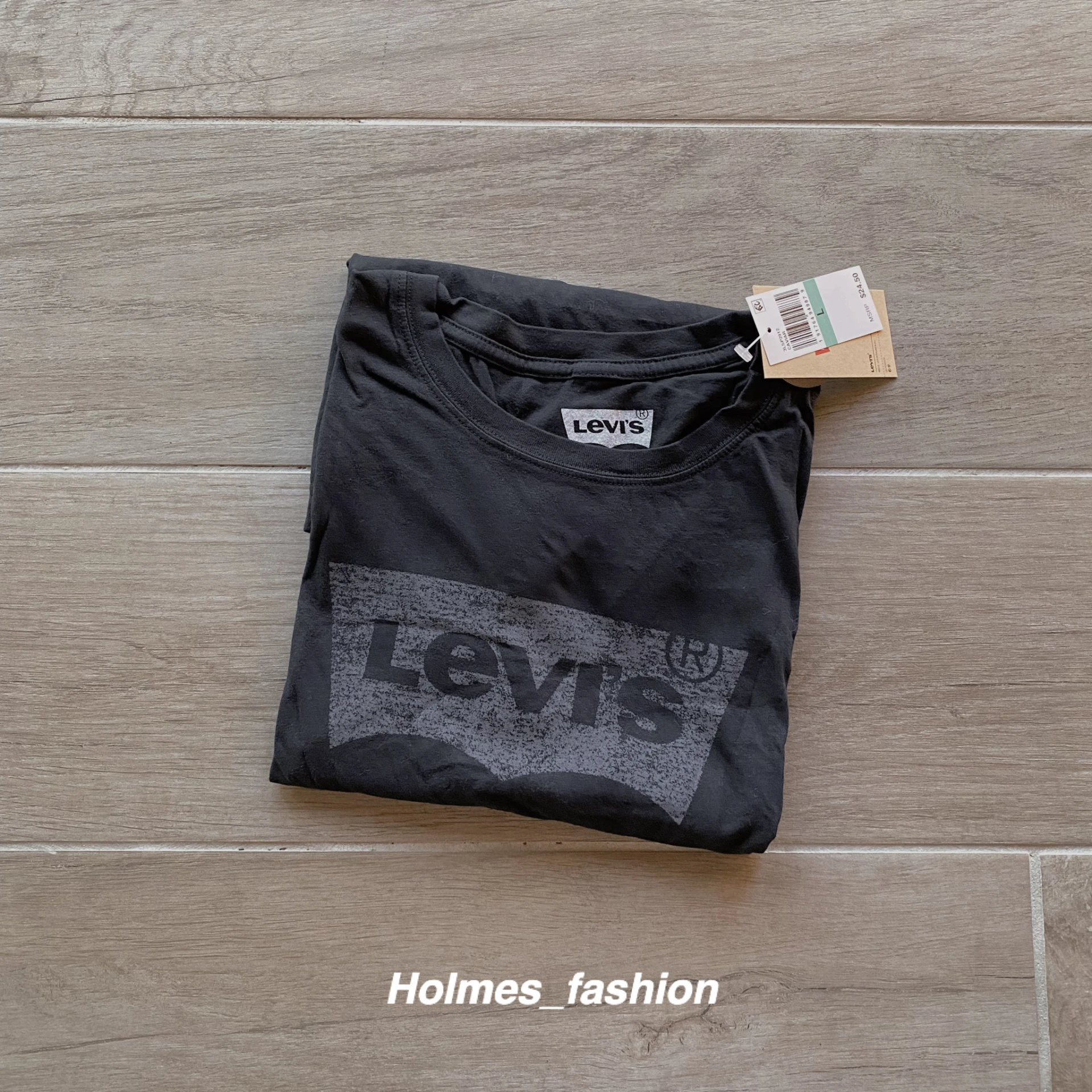 [Holmes]LEVI'S 美國男版 黑灰色 短袖 T恤 短T 尺寸L