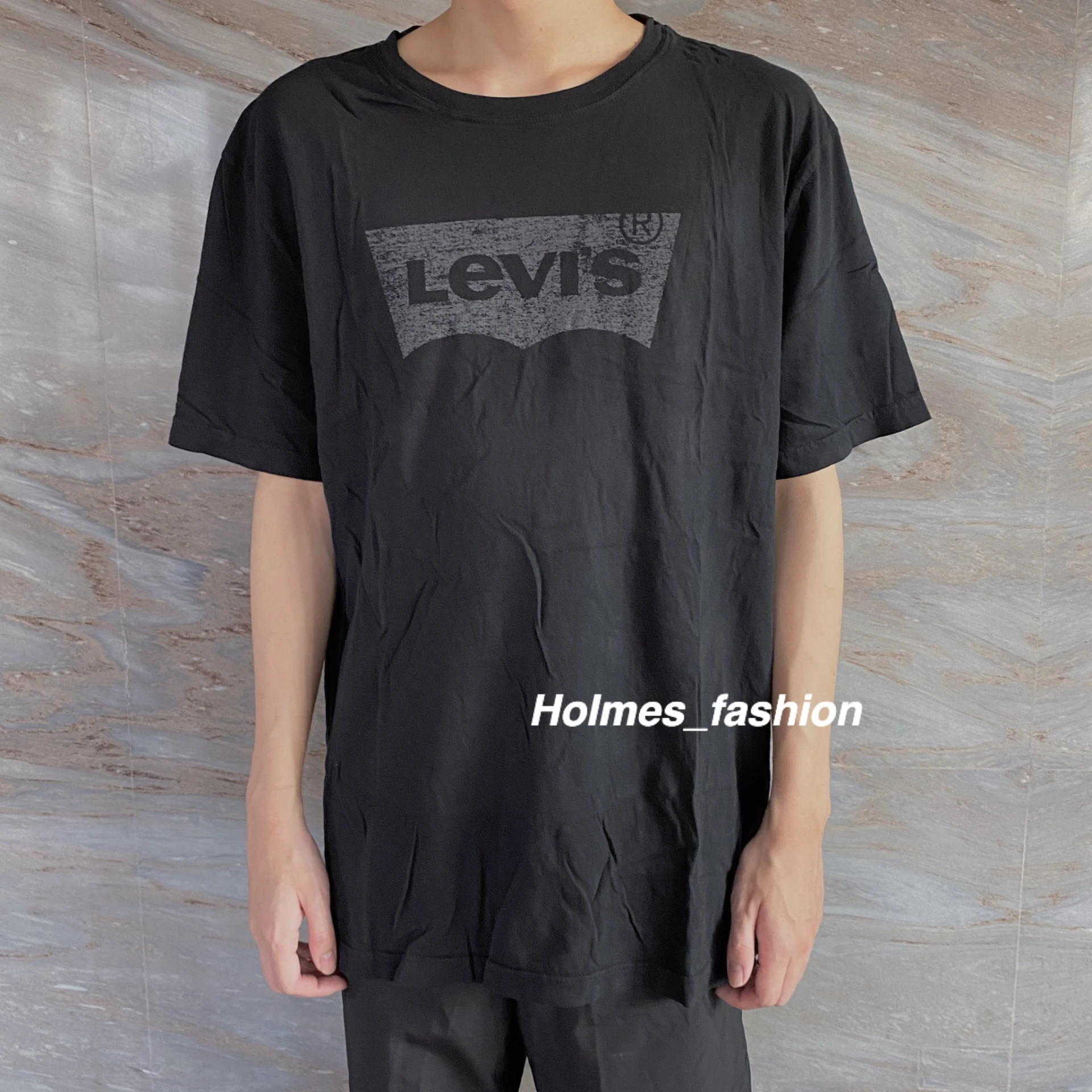 [Holmes]LEVI'S 美國男版 黑灰色 短袖 T恤 短T 尺寸L