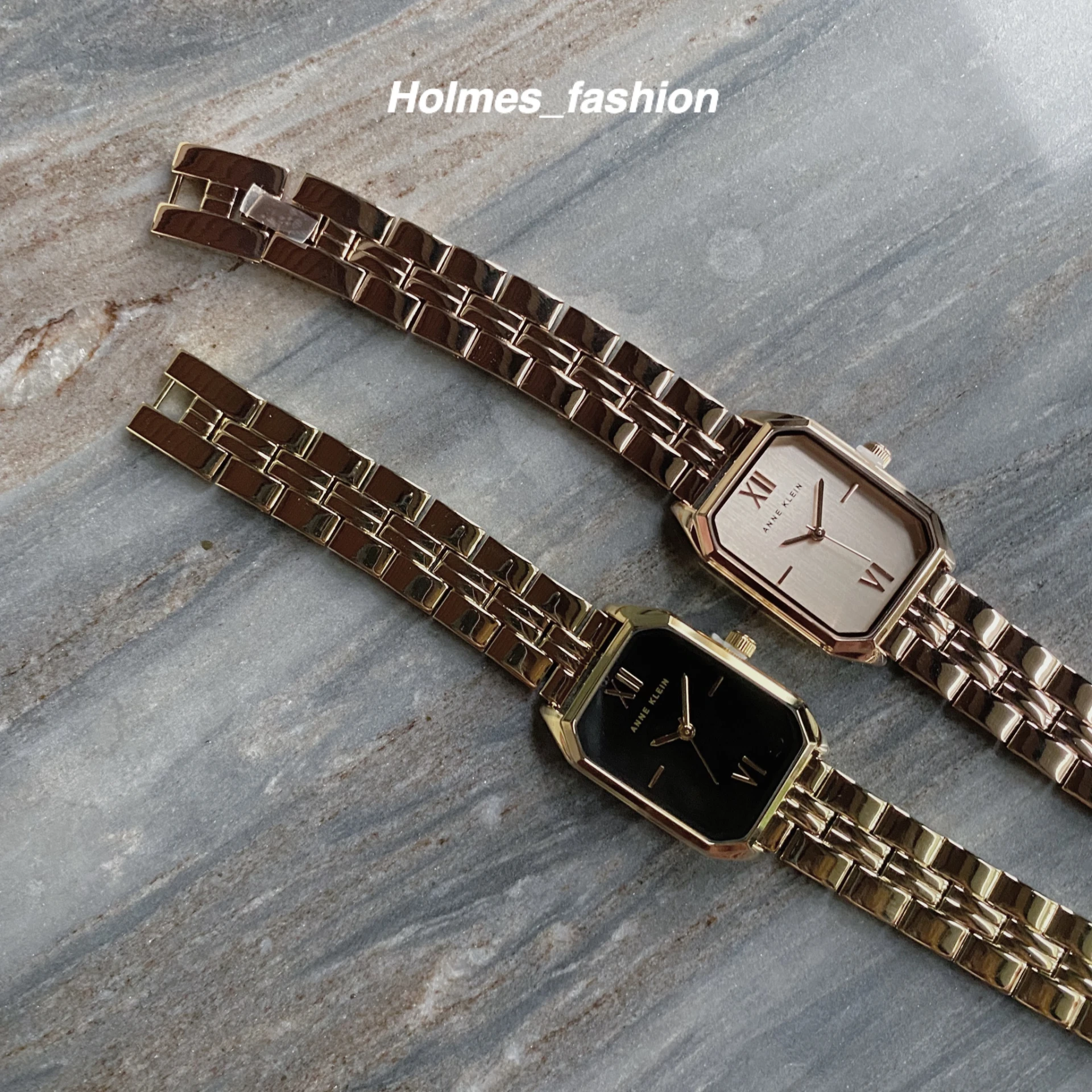 [Holmes]Anne Klein 女錶 方錶 玫瑰金 / 黑金 AK3774BKGB / AK3774RGRG