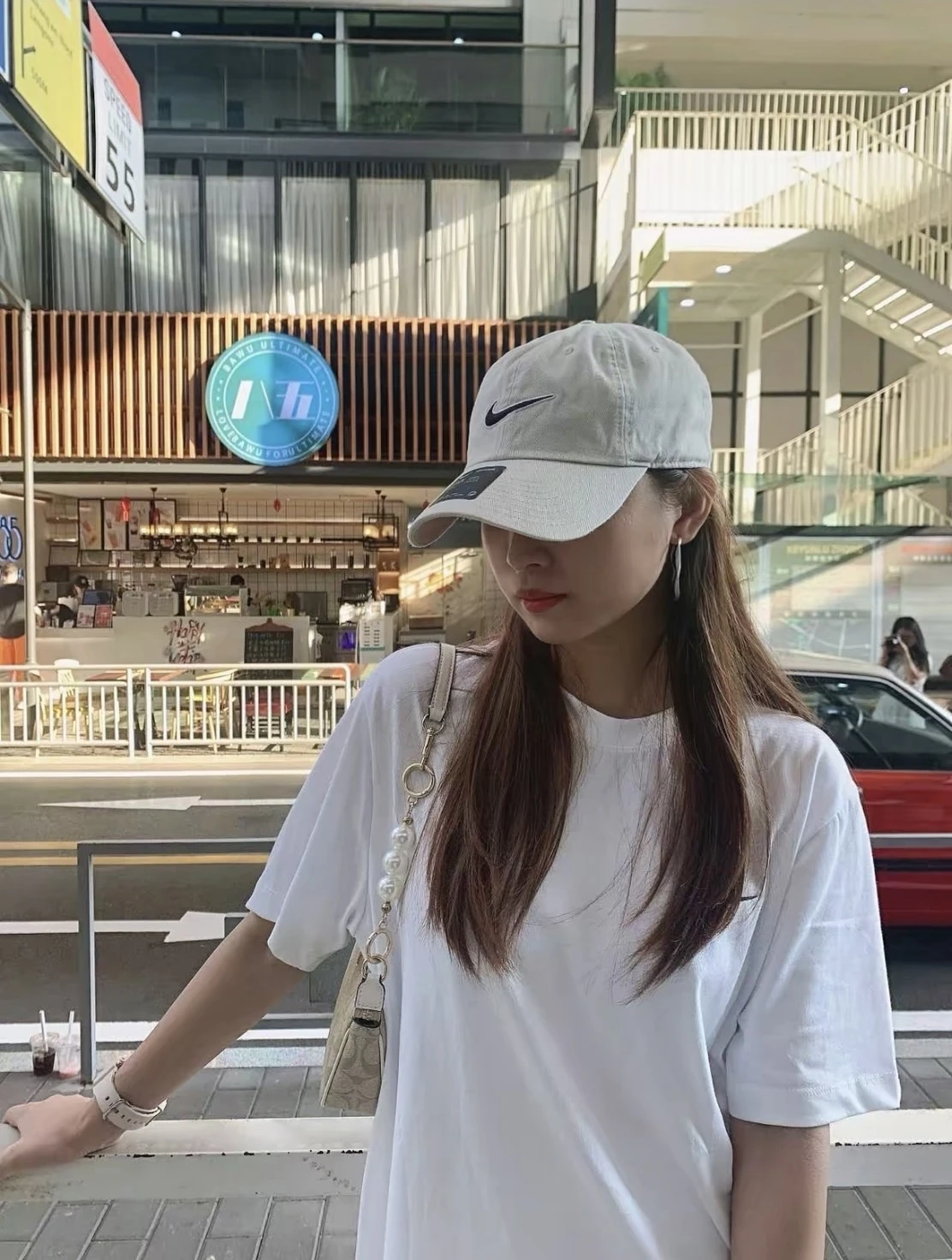 [Holmes]NIKE CAP 簍空 LOGO 刺繡 勾勾 老帽 黑色 / 米色 943091