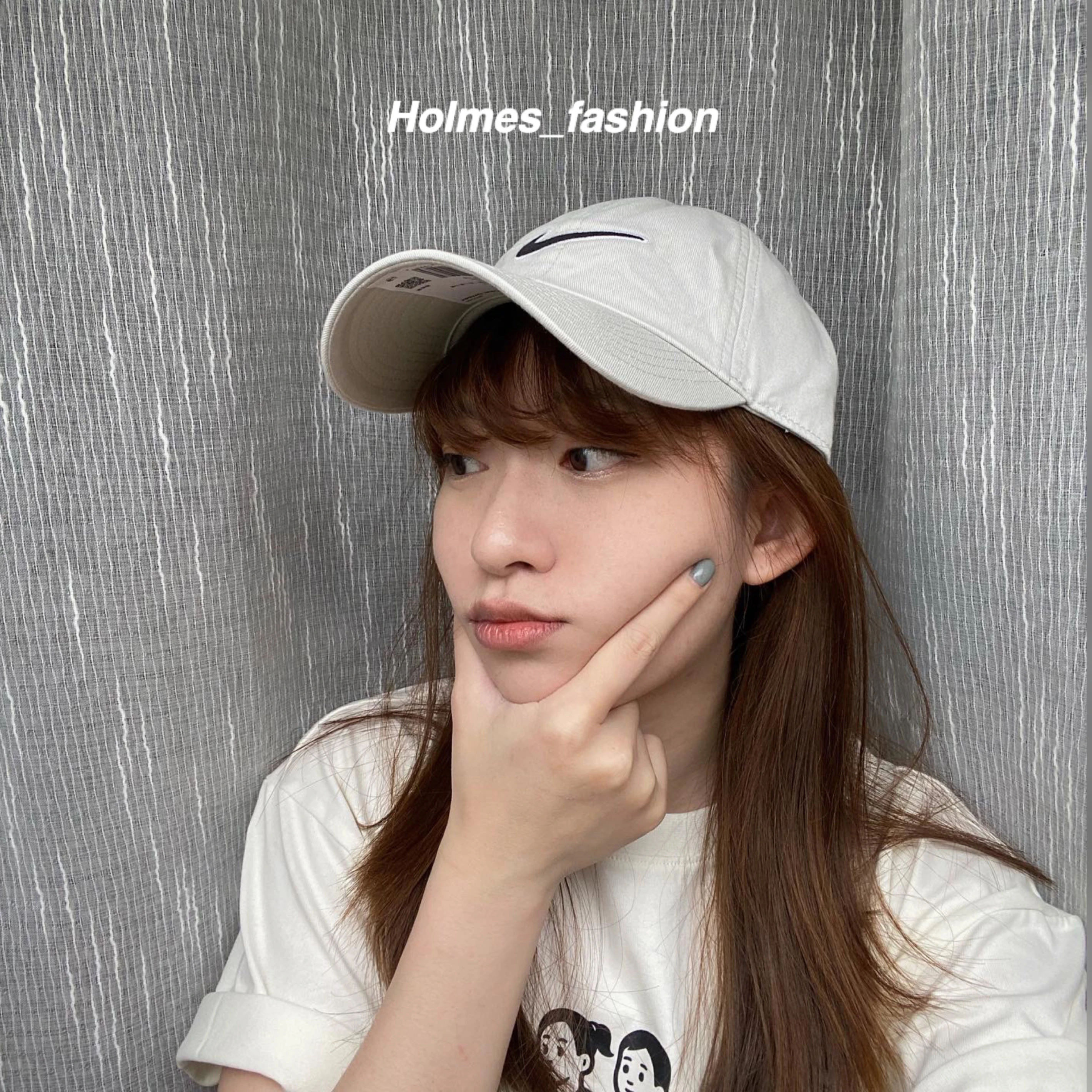 [Holmes]NIKE CAP 簍空 LOGO 刺繡 勾勾 老帽 黑色 / 米色 943091