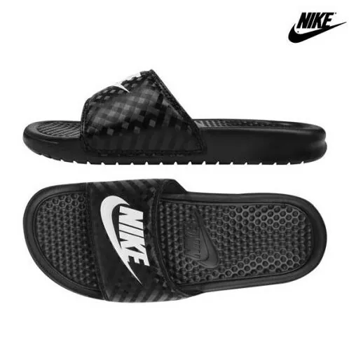 [Holmes]NIKE 海綿拖鞋 菱格紋 黑菱格拖鞋 343881-011
