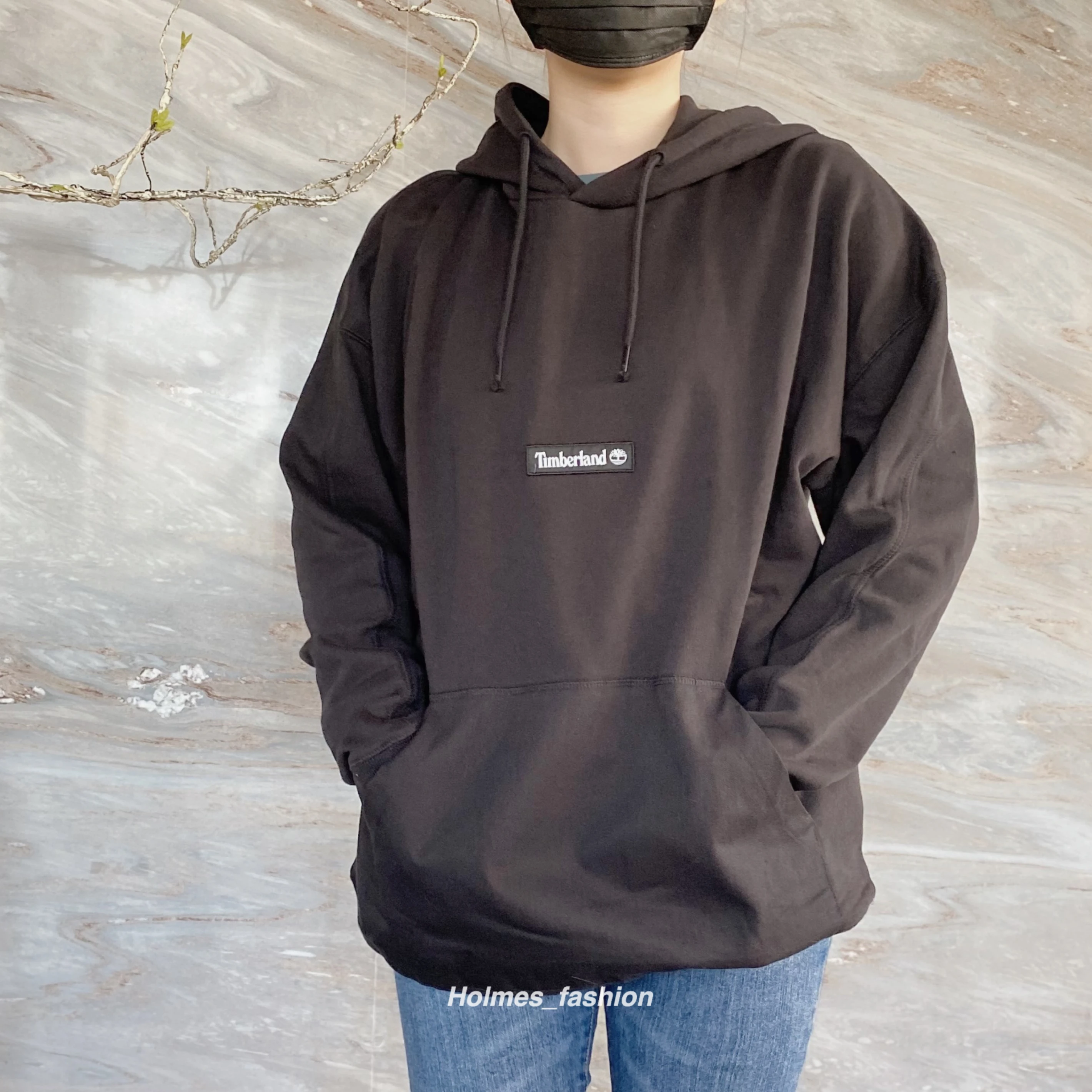 [Holmes]TIMBERLAND 男版 胸前LOGO 帽踢 黑色
