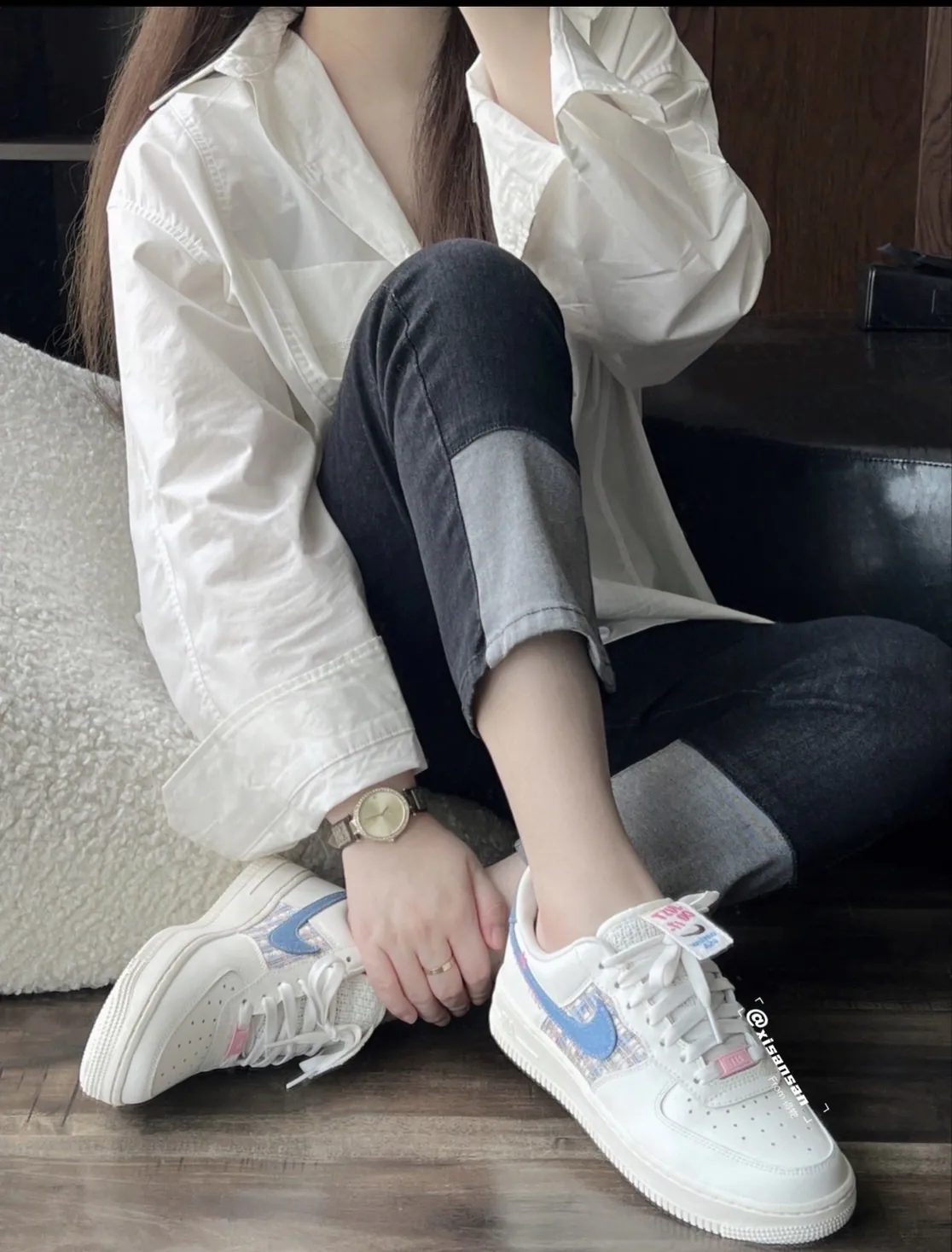 [Holmes]NIKE AIR FORCE 1 "JUST DO IT" 粉藍牛仔小香風 FJ7740-141