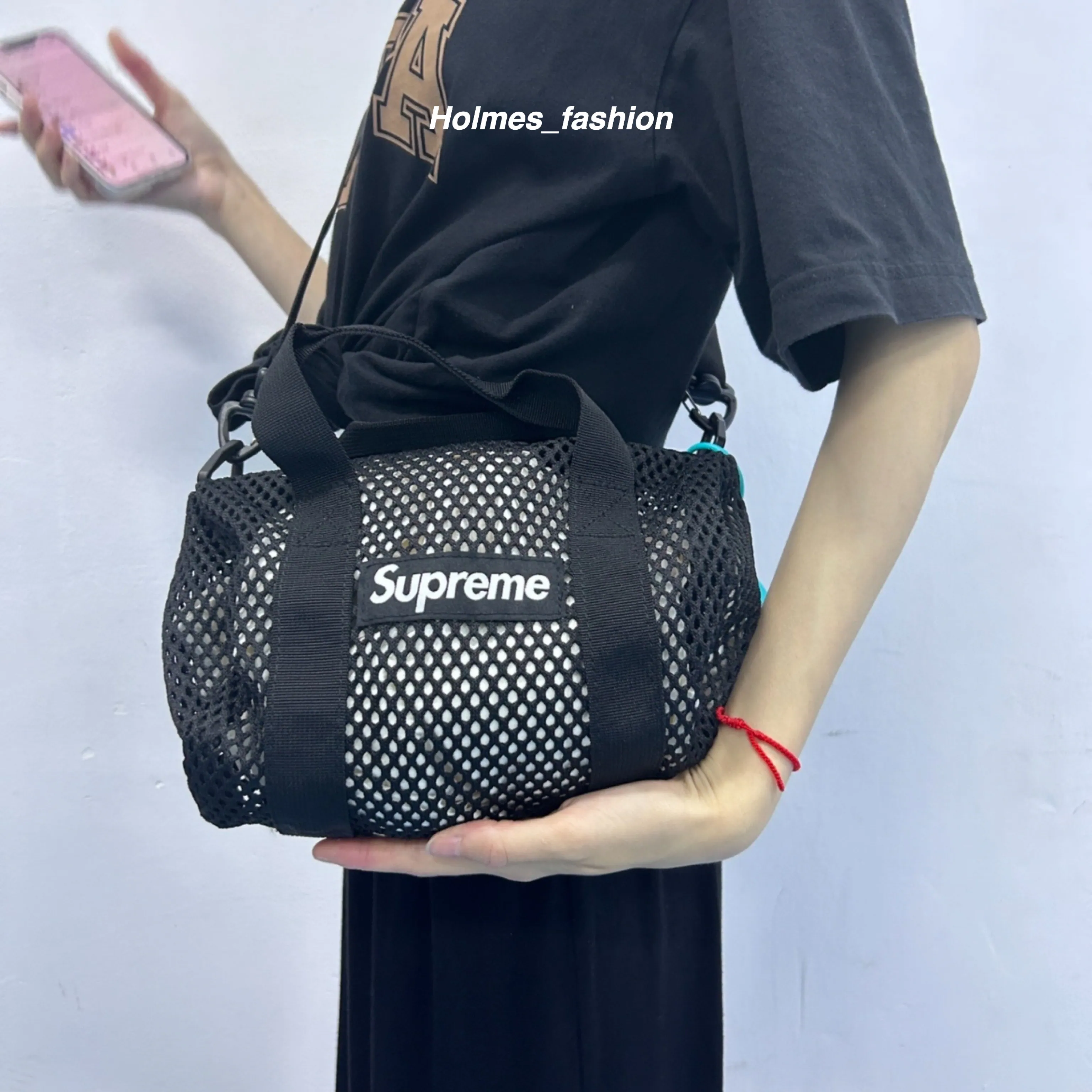 [Holmes]Supreme 2023 新款 網眼 迷你斜背包 黑色 預購
