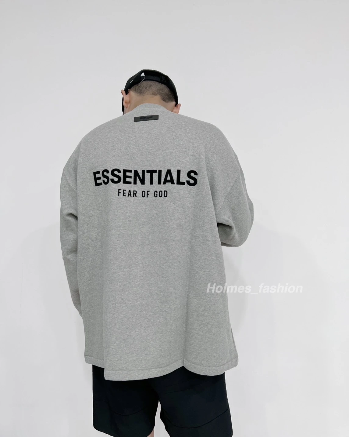 HOLMES |FEAR OF GOD ESSENTIALS Gray Relaxed Sweatshirt Crewneck 大學TEE 刷毛長袖TEE