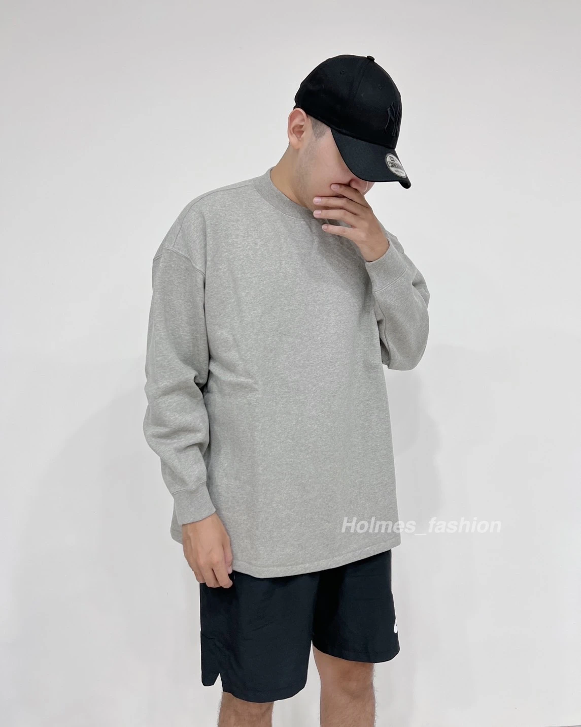 HOLMES |FEAR OF GOD ESSENTIALS Gray Relaxed Sweatshirt Crewneck 大學TEE 刷毛長袖TEE