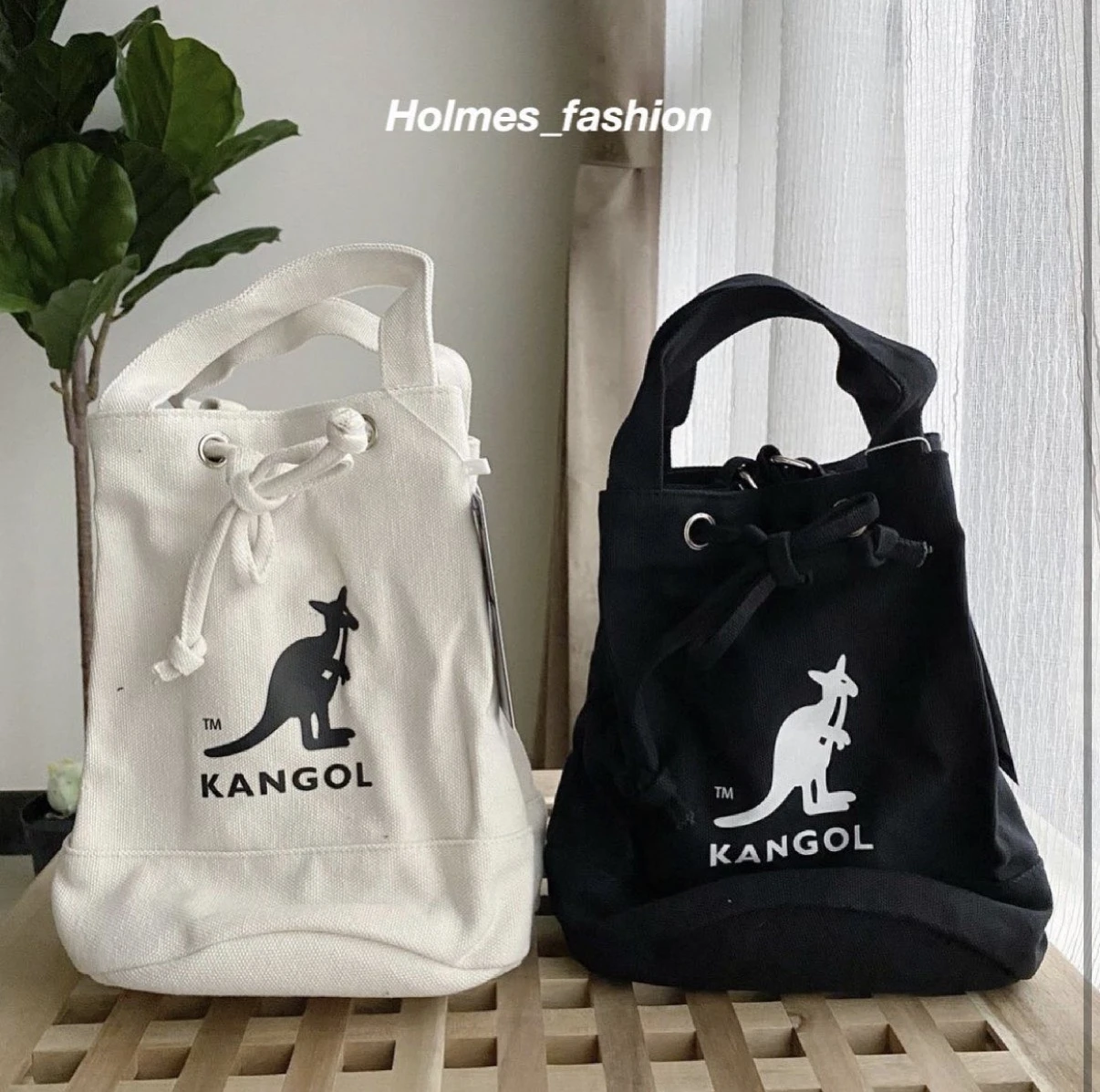 Holmes|KANGOL 袋鼠 TM字樣 🦘 帆布 水桶包 手提 側背 台版支線