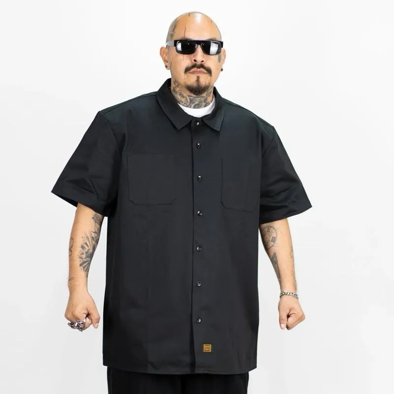 〔GroveStreet〕現貨 FB COUNTY 重磅工裝 短袖襯衫 黑色 素色 西岸風格 美式街頭 Chicano