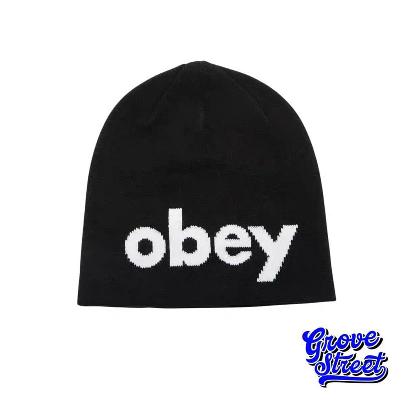 〔GroveStreet〕 現貨 Obey Beanie 美牌選貨 基本款毛帽 黑底白字