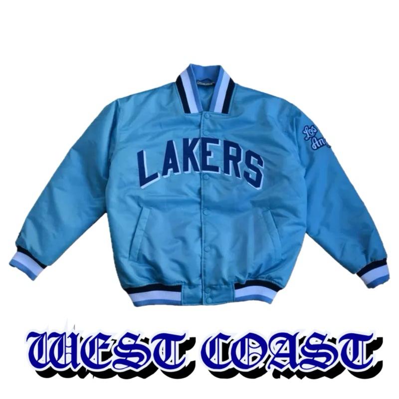 〔GroveStreet〕 LA LAKERS 美牌選貨 baseball jacket 洛杉磯湖人 北卡藍 棒球外套