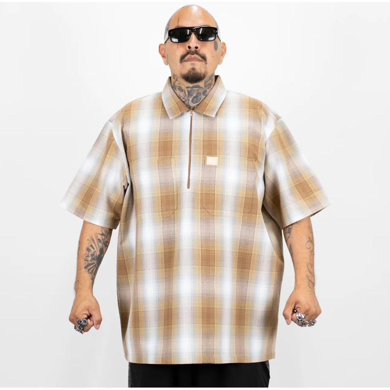 〔GroveStreet〕 現貨 FB County 短線格紋上衣 Checker Zip Shirt 1/2拉鍊