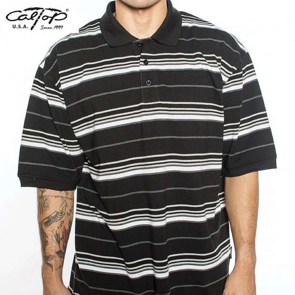 〔GroveStreet〕 CALTOP 333 S/S Polos Black 黑白條紋 短袖上衣 西岸風格