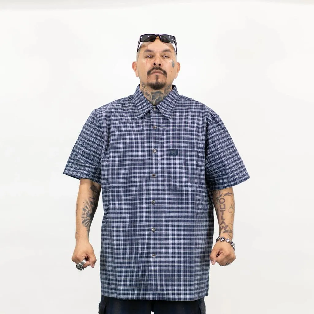 〔GroveStreet〕 現貨 FB County 經典90年代 短袖格紋襯衫 藏青色 官方授權經銷 正宗西岸