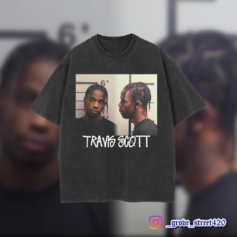 〔GroveStreet〕 TRAVIS SCOTT Mugshot Tee 水洗 短Tee vintage 旅行史考特