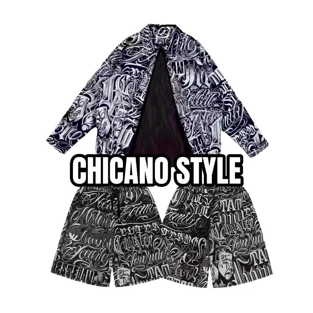 〔GroveStreet〕 現貨 90s Chicano 西岸花體字 滿版 工裝襯衫 奇卡諾 old school 套裝