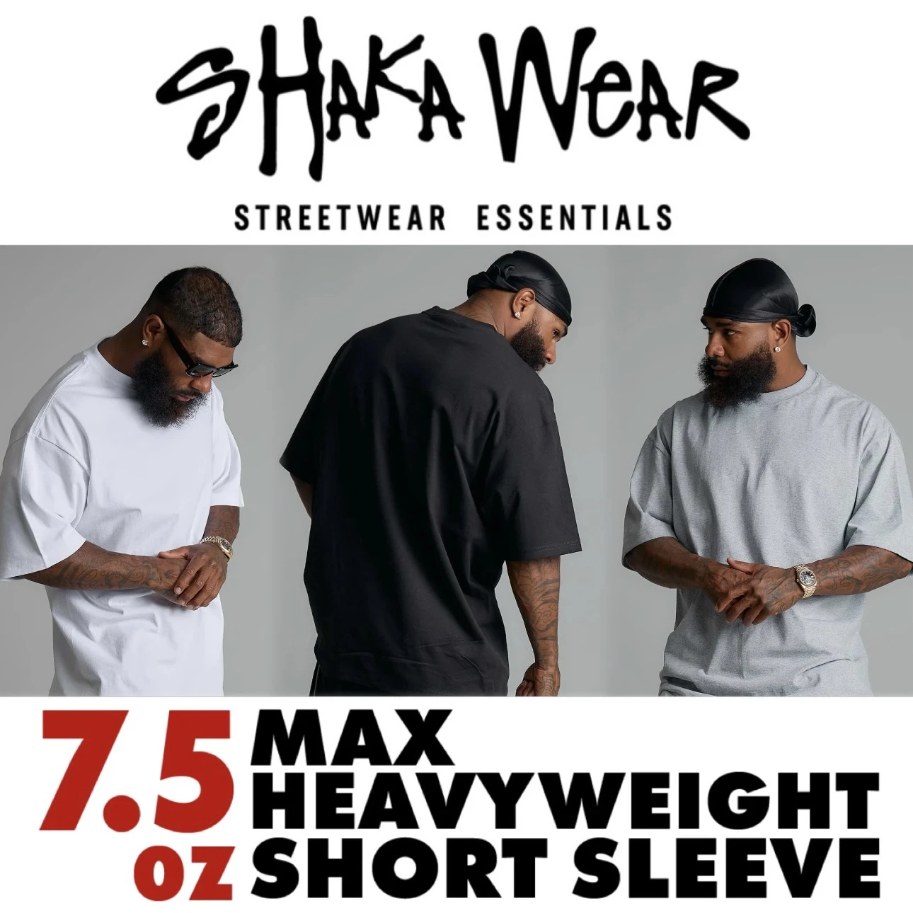 〔GroveStreet〕現貨 SHAKA WEAR 7.5oz 黑色 重磅短袖上衣 西岸風格 美式街頭 大尺碼 素T