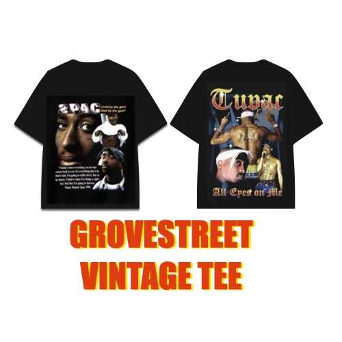 〔GroveStreet〕 2Pac 饒舌歌手 Tupac Shakur Vintage 復古印花 美式街頭 短T