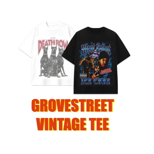 〔GroveStreet〕 DEATHROW 西岸饒舌歌手 Compton Vintage Tee 復古印花 美式