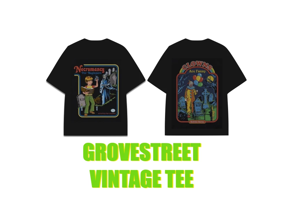 重磅小領口 vintage tee - 美式邪惡復古插畫 街頭 嘻哈 復古