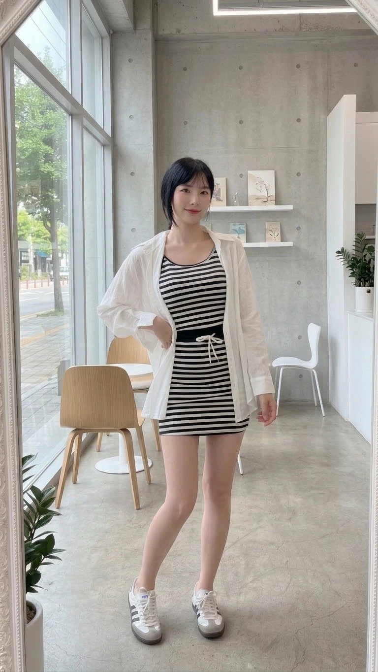 撞色條紋三件套 8837X