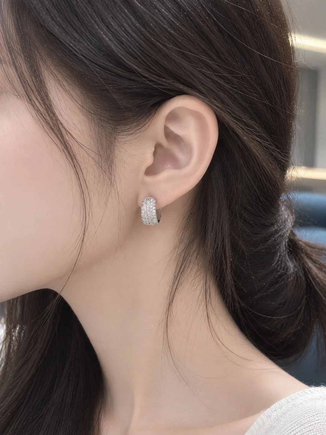 星光滿鑽易扣式耳環
