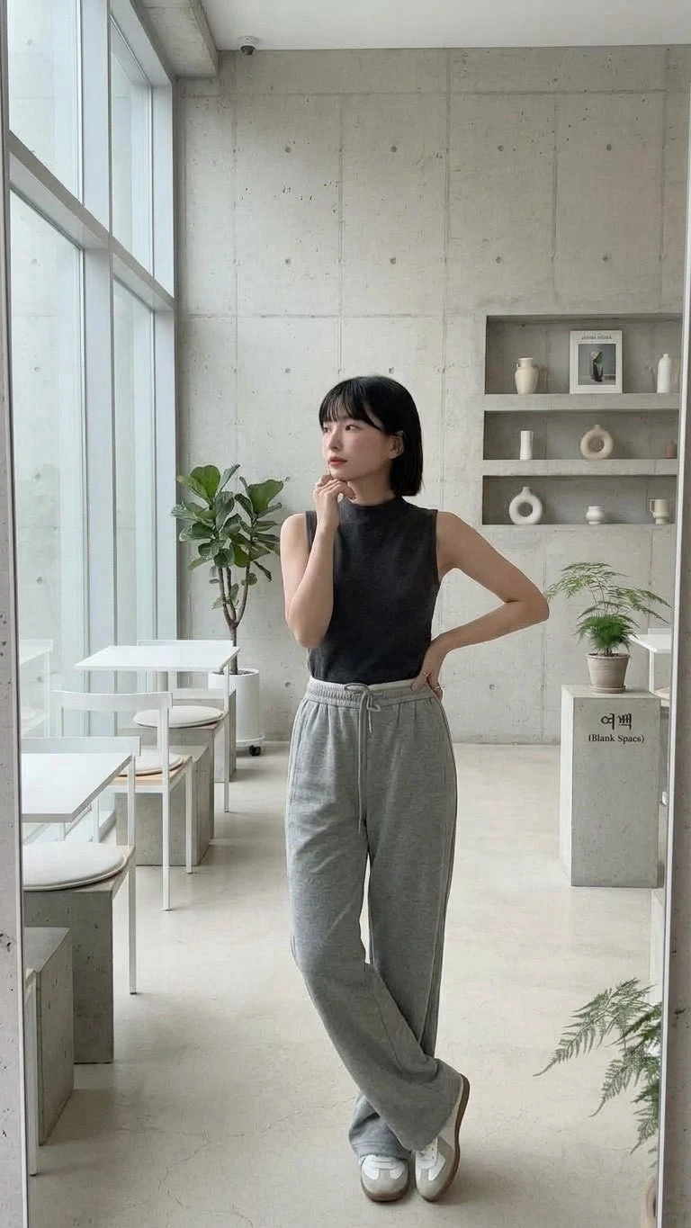 腰頭撞色彎刀褲 4274T