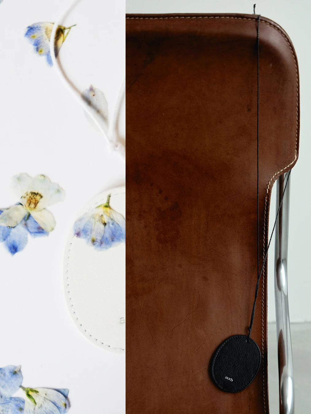 LoamBud Leather Mirror Pendant Necklace