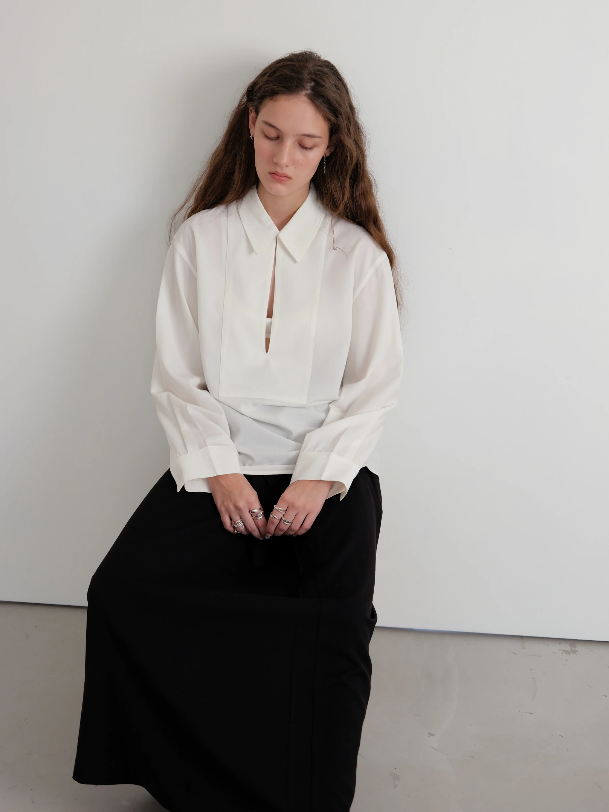 RawForm Wool-Blend Collared Shirt in white