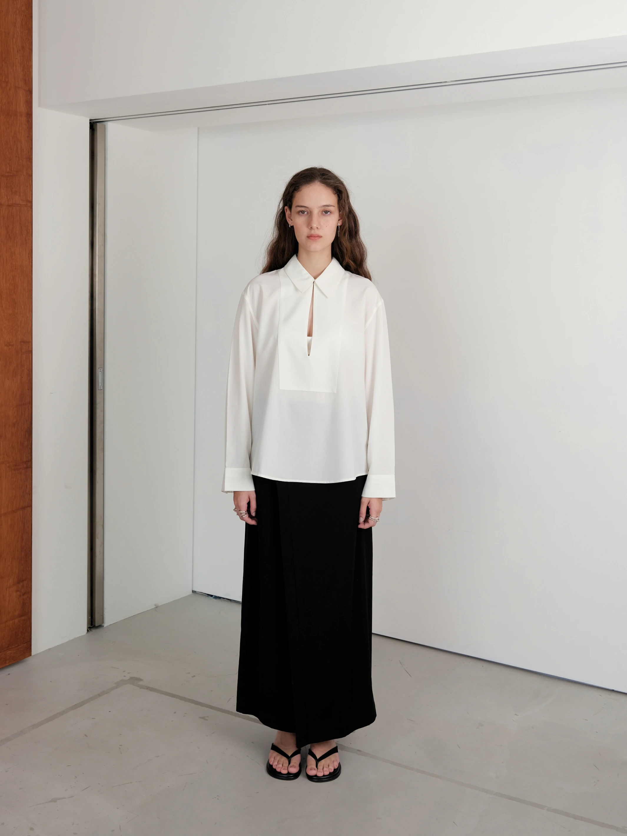 RawForm Wool-Blend Collared Shirt in white