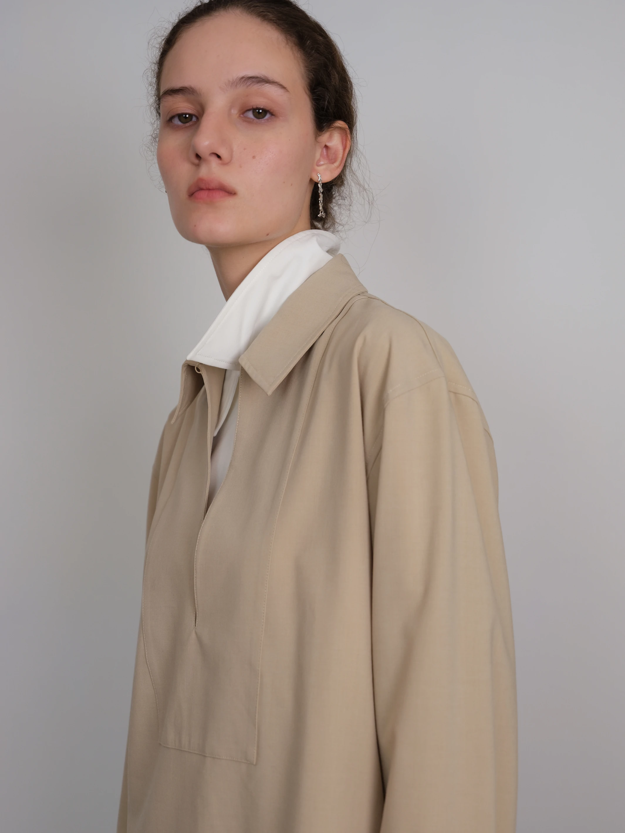 RawForm Wool-Blend Collared Shirt in khaki