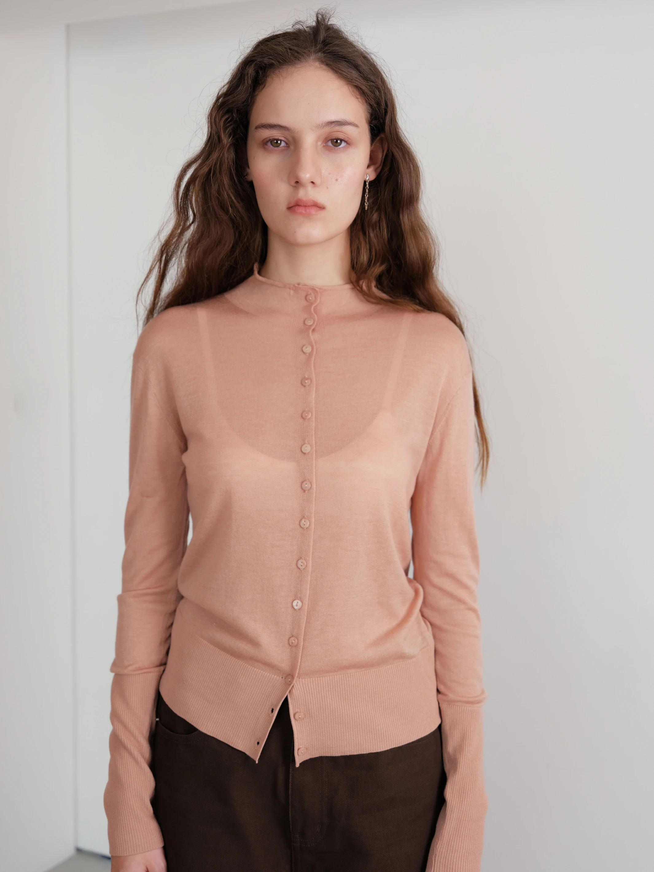 RawForm Button-Front Embroidered Knit in pink