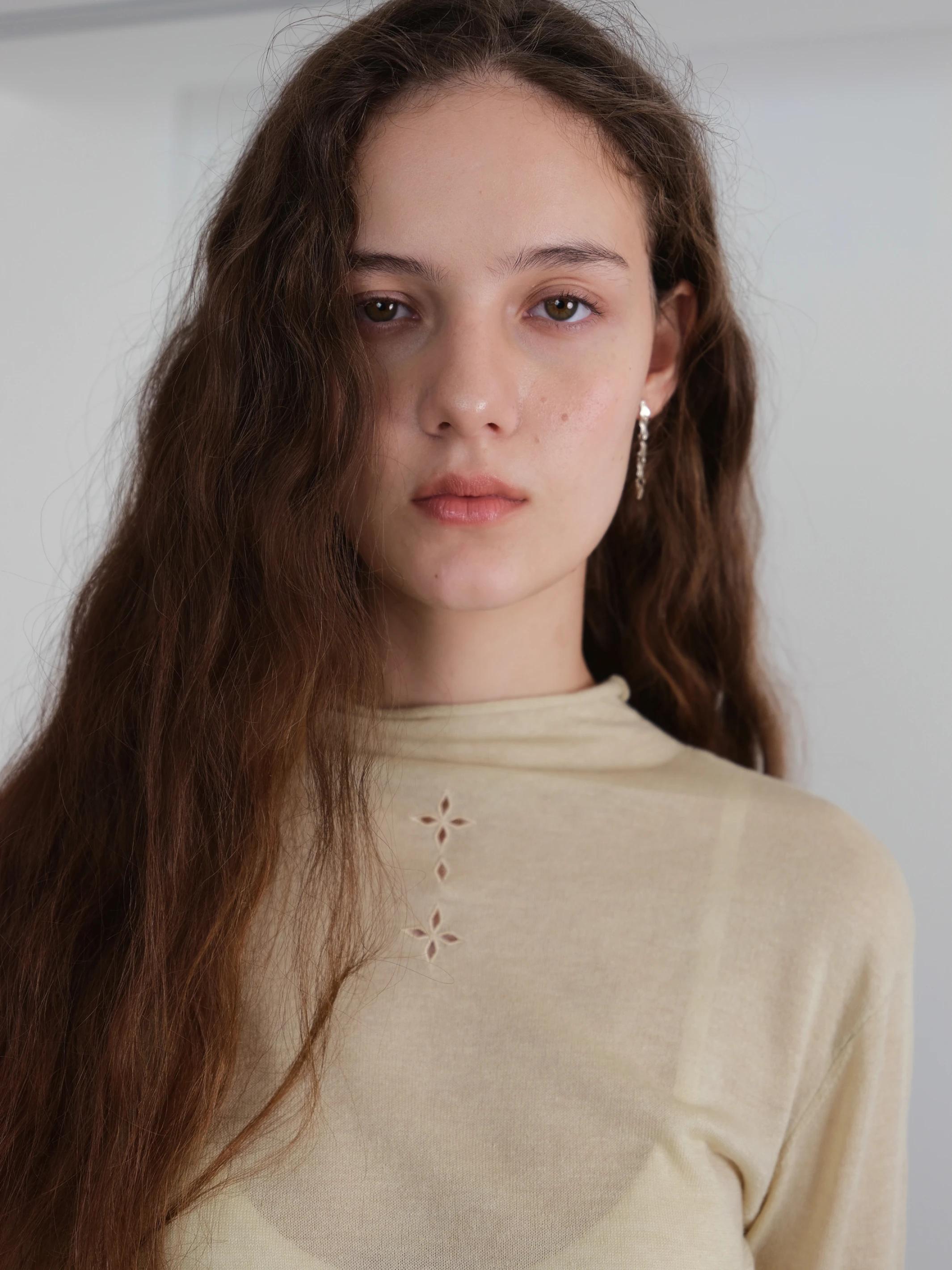 RawForm Button-Front Embroidered Knit in sage