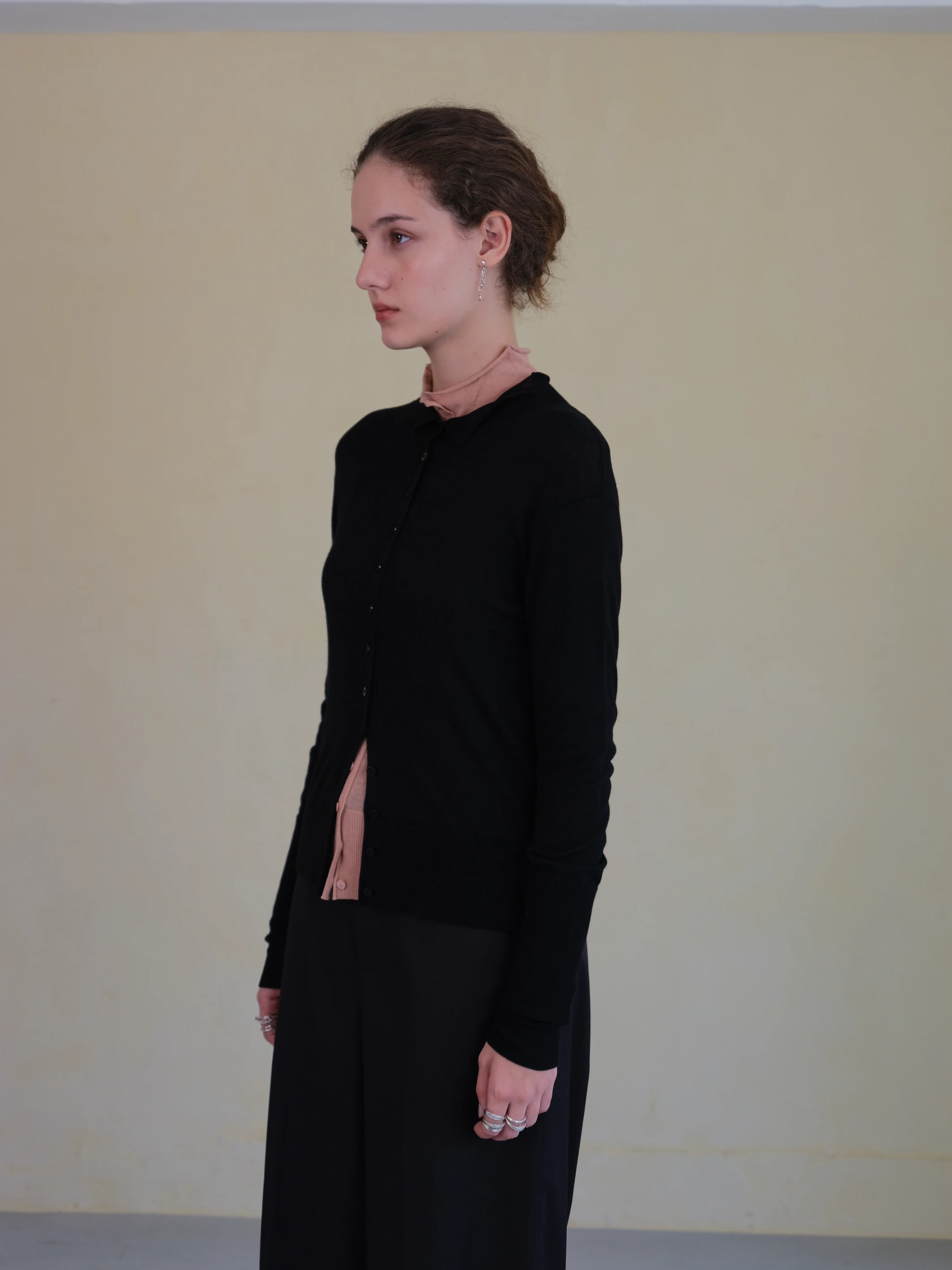 RawForm Button-Front Embroidered Knit in black