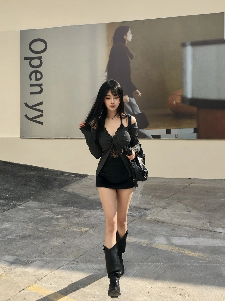 (Krystal團購)毛毛包臀短裙_黑