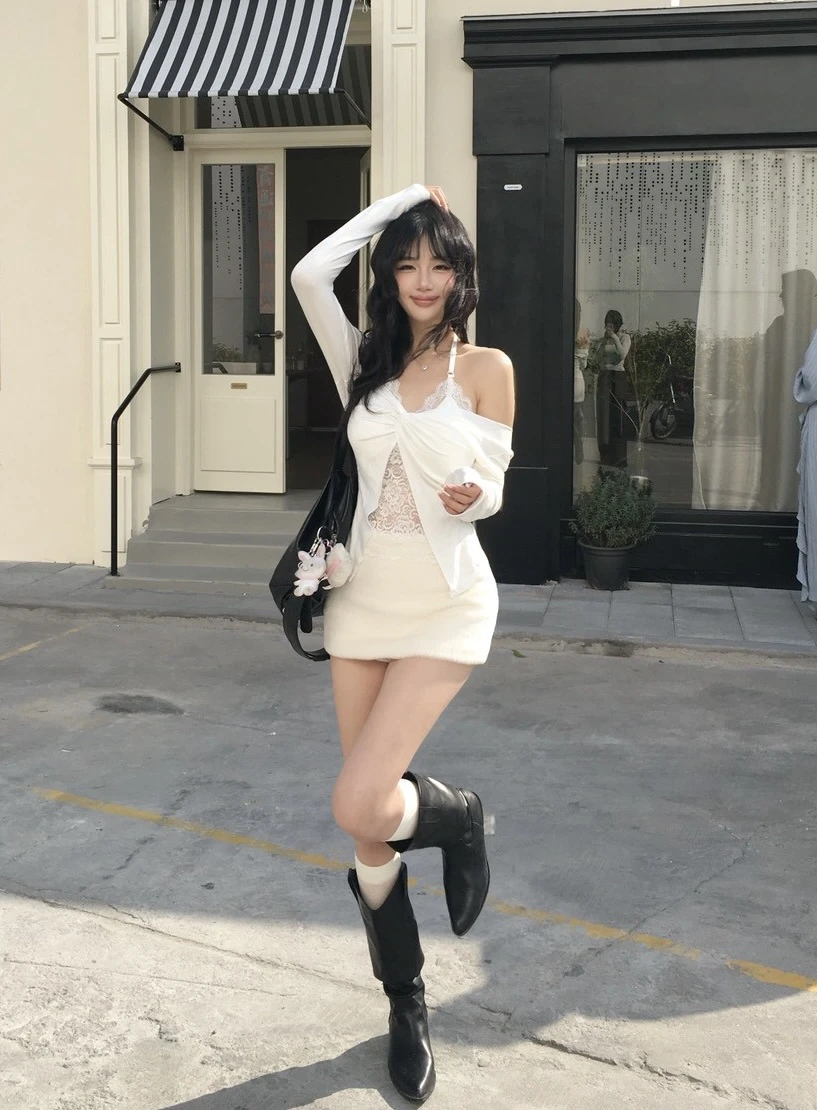 (Krystal團購)毛毛包臀短裙_白