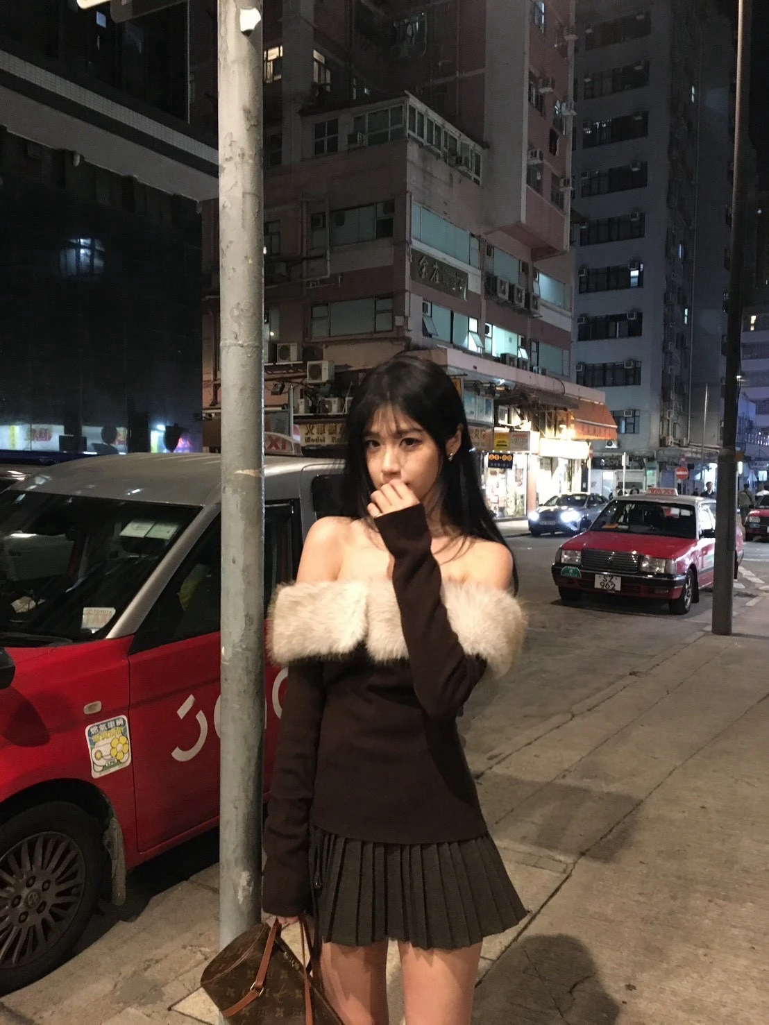 (Krystal團購)釦環毛呢百褶裙_咖/灰