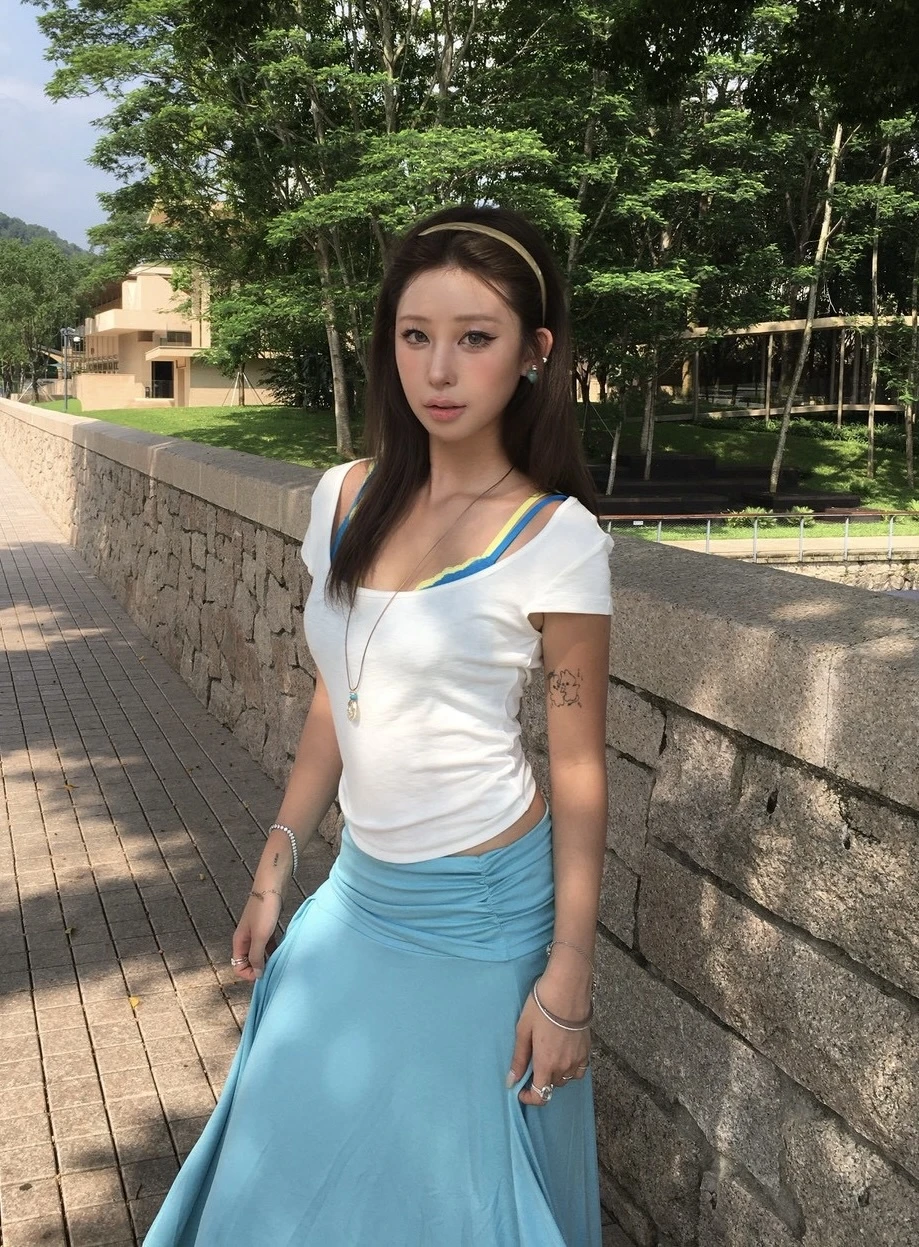 現貨(珍妮團購)大領舒適純色棉tee_米白
